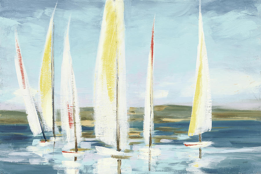 Boat Painting - Horizon With Red by Julia Purinton