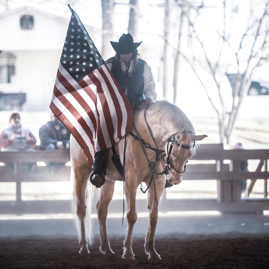 Horse and Rider during National Anthem by Anett Mindermann Horse and Rider during National Anthem by Anett Mindermann