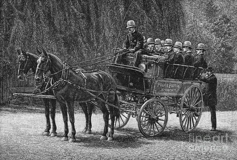 Photograph of a Detroit Police Horse Wagon Patrol Year 1890  8x10