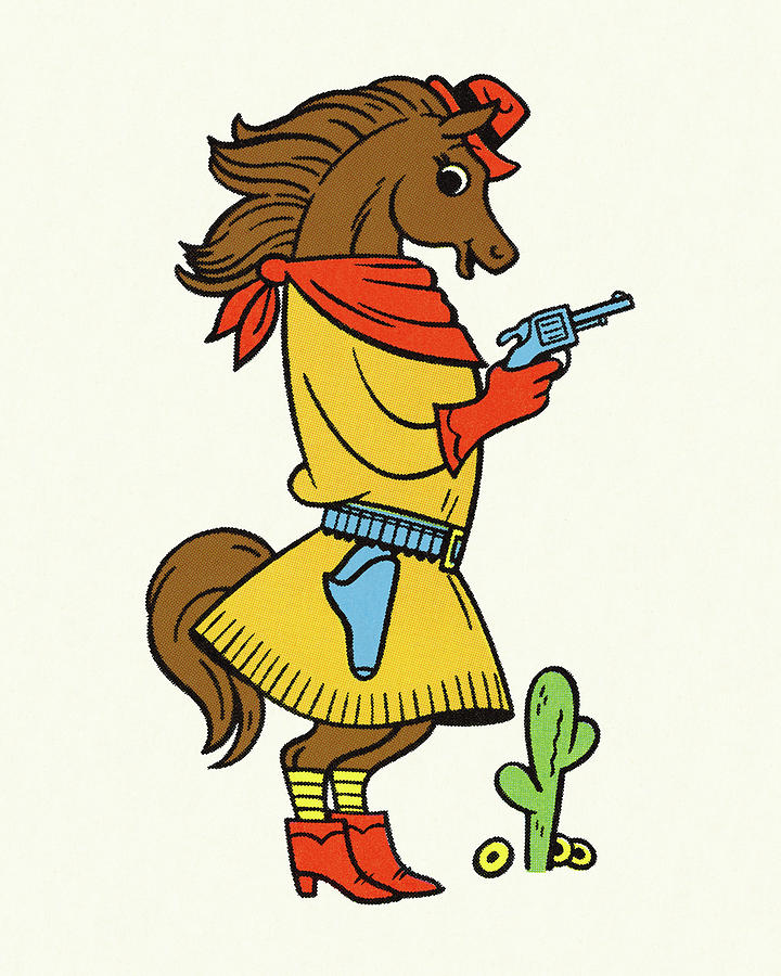 Vintage Drawing - Horse Dressed in Clothes by CSA Images