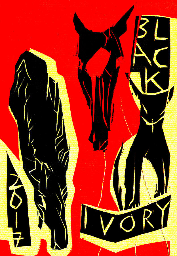 Horse head Black Ivory Woodcut Poster 32 Digital Art by Edgeworth Johnstone