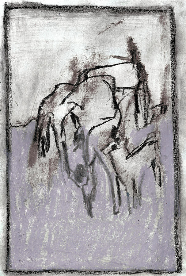 Horse in a field Drawing by Edgeworth Johnstone
