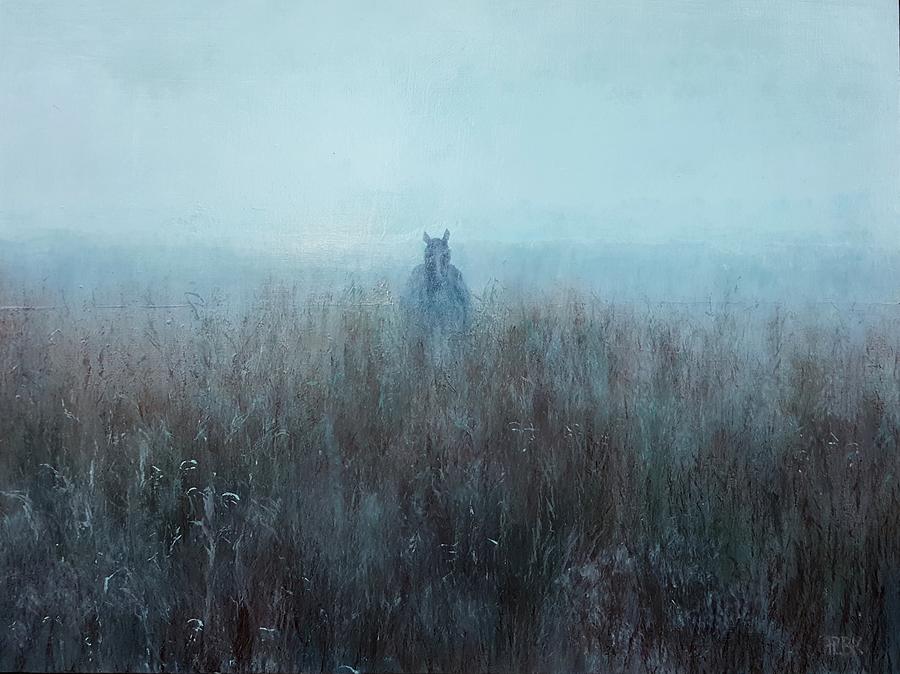 Horse In Morning Mist Painting