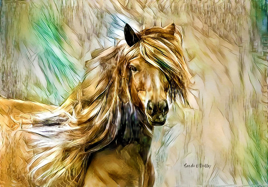 Horse Portait Painted Digital Art Photograph by Sandi OReilly