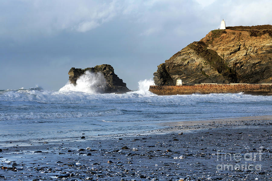 Horse Rock and Lighthouse Hill Portreath Photograph by Terri Waters