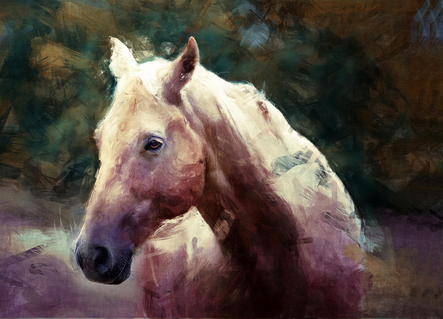 Horse standing in the Field  Digital Art by Grace Iradian