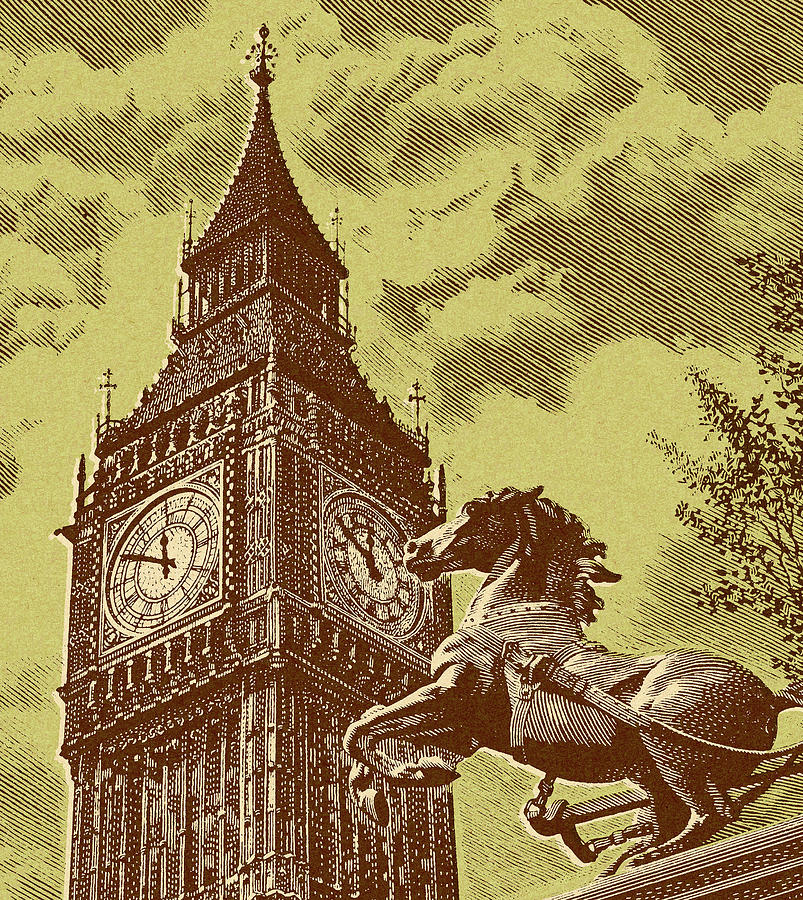 Architecture Drawing - Horse Statue In Front of Big Ben by CSA Images
