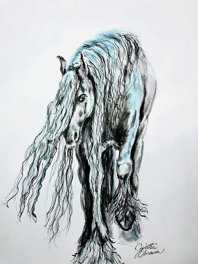 Horse Walking  Drawing by Cynthia Sorensen