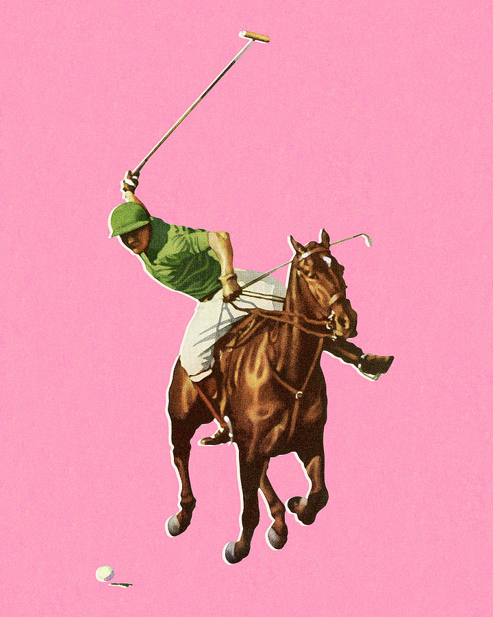 Sports Drawing - Horseback Man Playing Polo by CSA Images