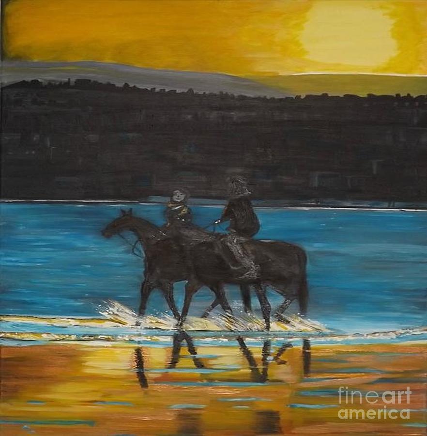 Horseback on the Beach Painting by Denise Morgan