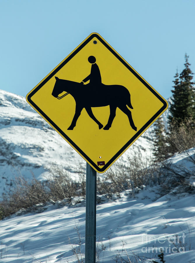Horseback Riders Warning Sign Photograph by Tim Mulina