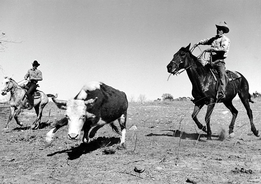 Black And White Photograph - Horseback Riding by Carl Mydans