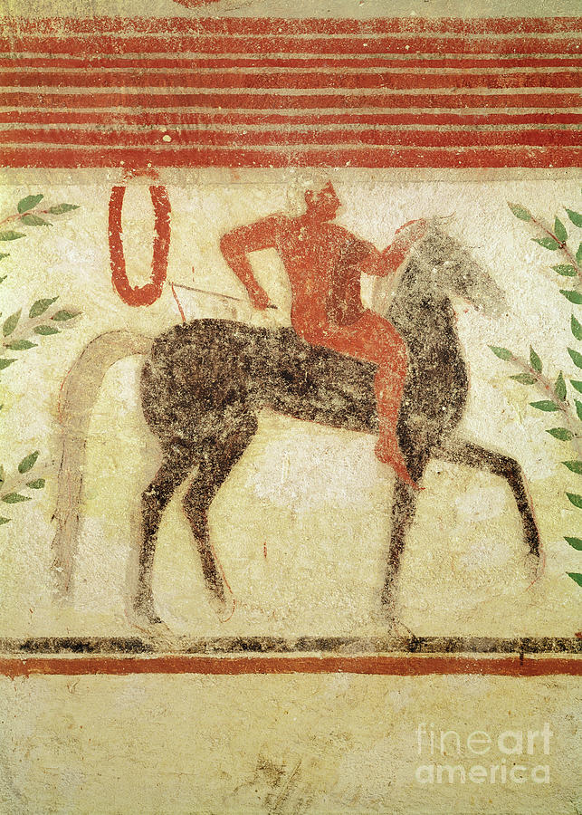 Tree Painting - Horseman, Left Hand Side, From The Tomb Of The Baron, C.500 Bc by Etruscan