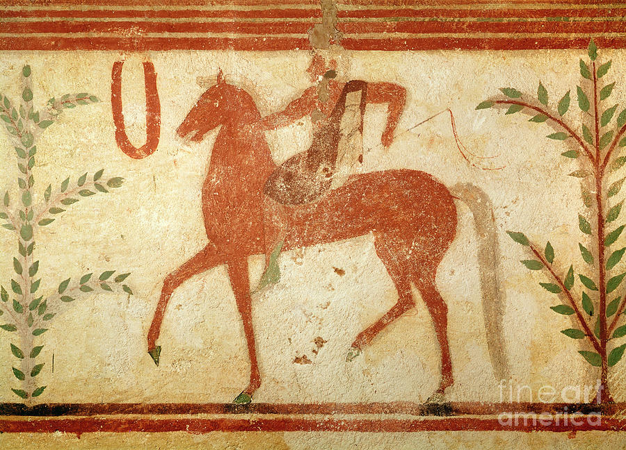 Tree Painting - Horseman, Right Hand Side, From The Tomb Of The Baron, C.500 Bc by Etruscan