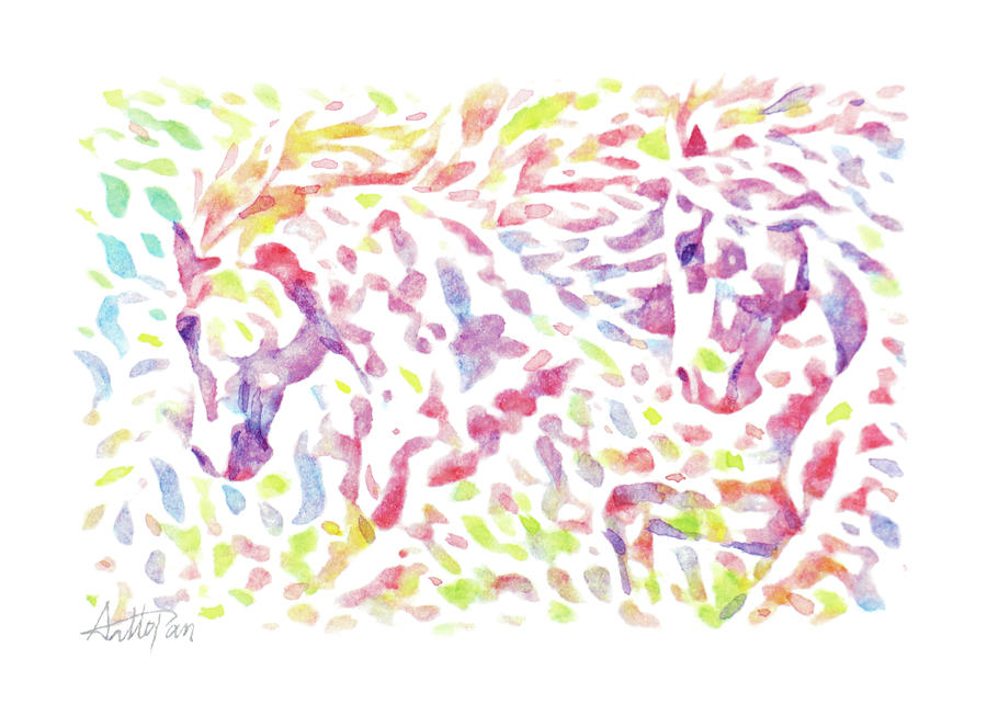 horse,mare,pony,stallion,stud,run-Watercolor,Colourful,Dazzling,ImpressionismHandmade,Hand-painted Drawing by Artto Pan