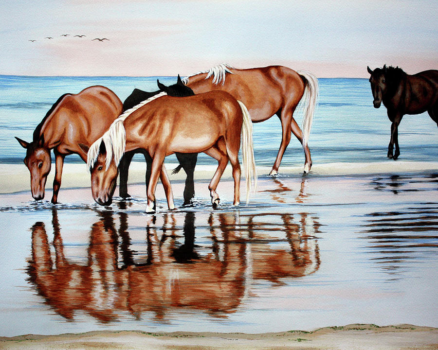 Horse Painting - Horses On Beach by Patrick Sullivan