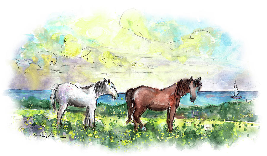 Horses On Lizard Peninsula Painting by Miki De Goodaboom