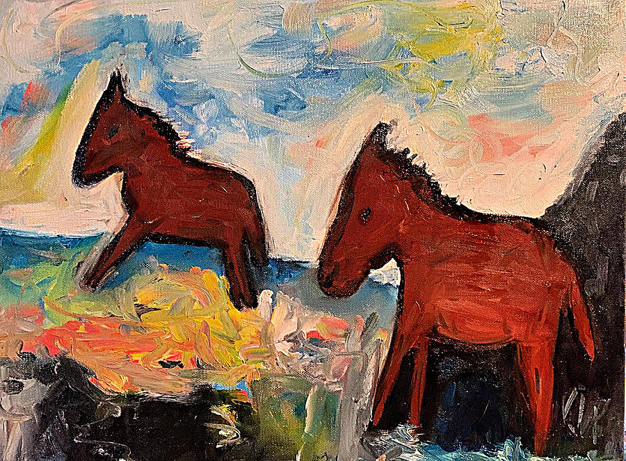 Horse Painting - Horses by River Jazz