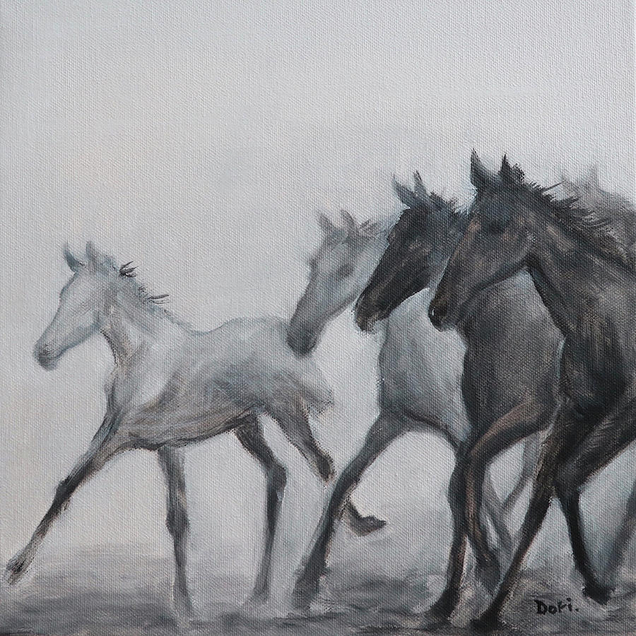 Horses Running Painting by Dori Murakami - Fine Art America