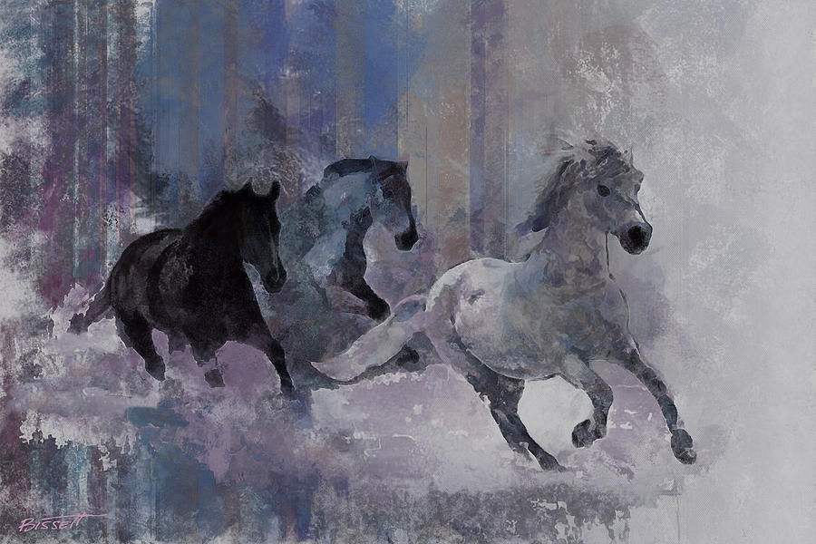 Horses Running Digital Art by Robert Bissett