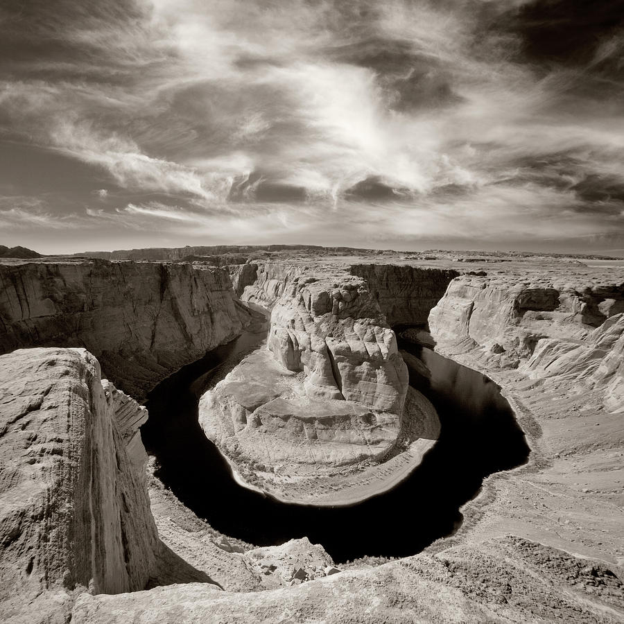 Canyon Photograph - Horseshoe Bend & Clouds, Page, Arizona 13 - Ir by Monte Nagler