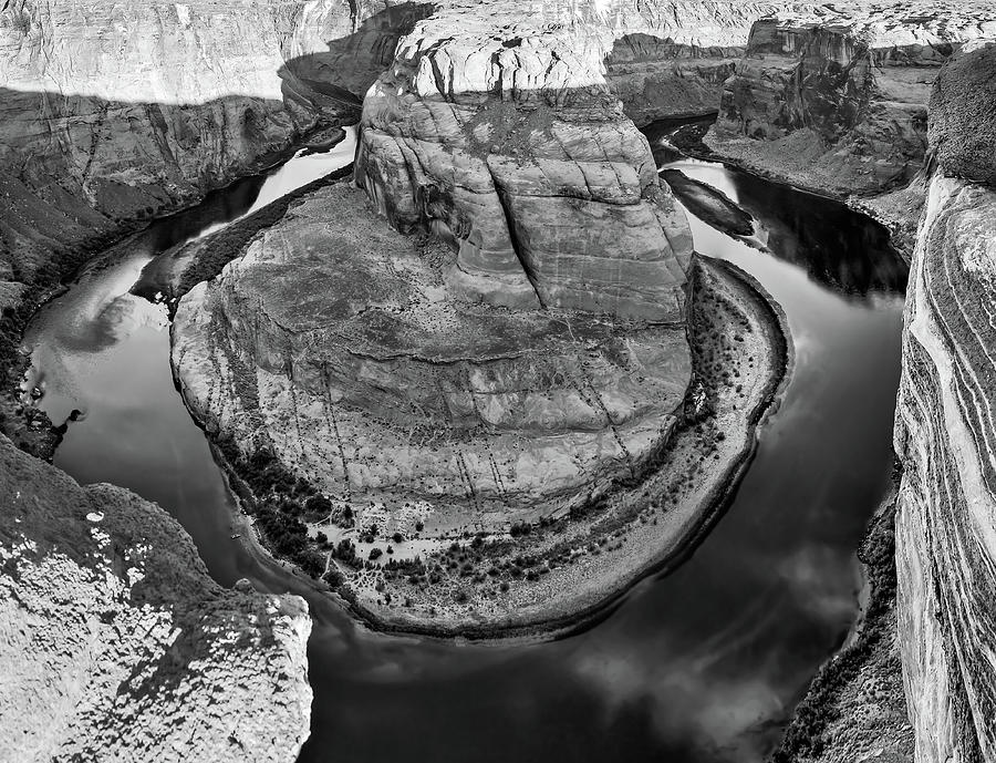Grand Canyon National Park Photograph - Horseshoe Bend and Colorado River Monochrome Landscape by Gregory Ballos