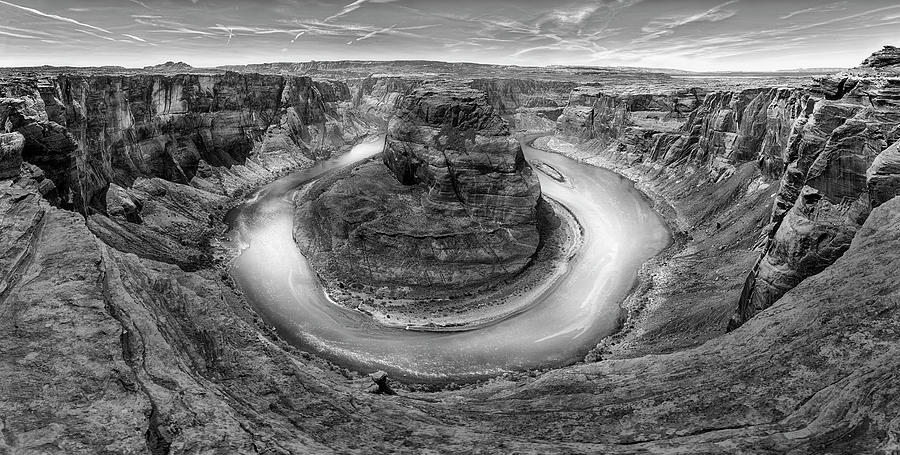 Black And White Photograph - Horseshoe Bend Bw by Moises Levy