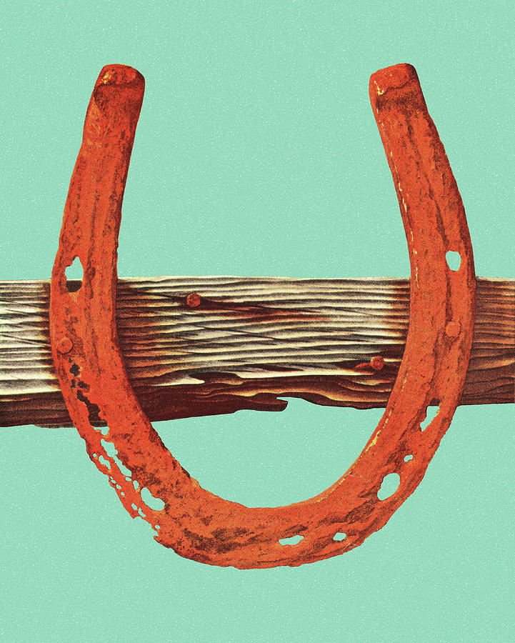 Vintage Drawing - Horseshoe on a Fence Rail by CSA Images