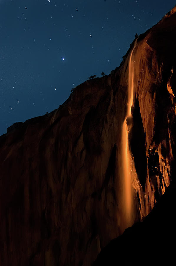 Horsetail Firefalls By Moonlight Photograph by Aaron Meyers