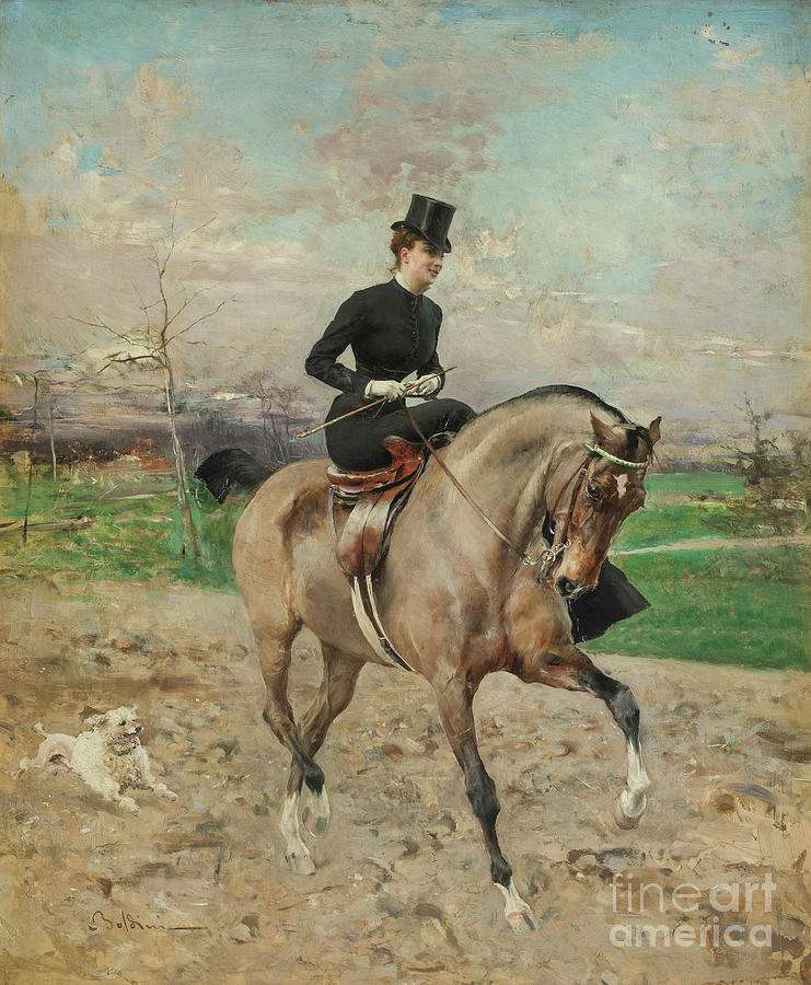 Horsewoman Alice Regnault On Horseback Drawing by Heritage Images