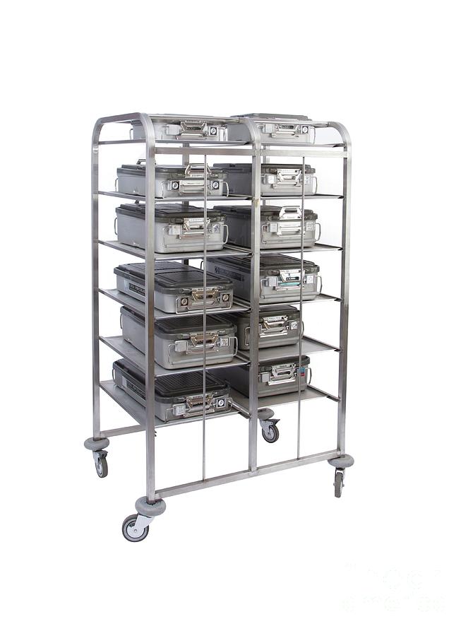 Hospital Instrument Case Rack Photograph by Gregory Davies/science Photo Library
