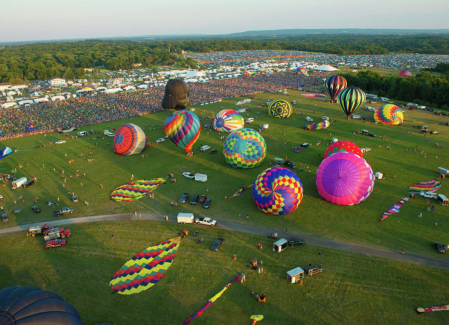 Hot Air Balloon Festival From Above In New Jersey Photograph by Cavan