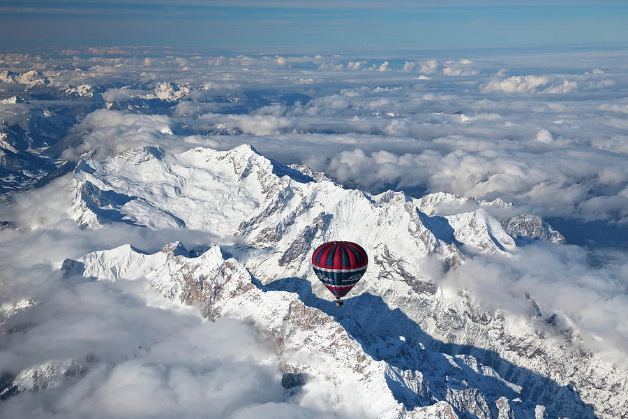 Hot Air Balloon Over Snowy Alps Digital Art by Hp Huber