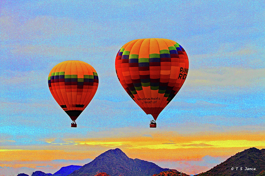 Mountain Digital Art - Hot Air Balloons Over Phoenix by Tom Janca