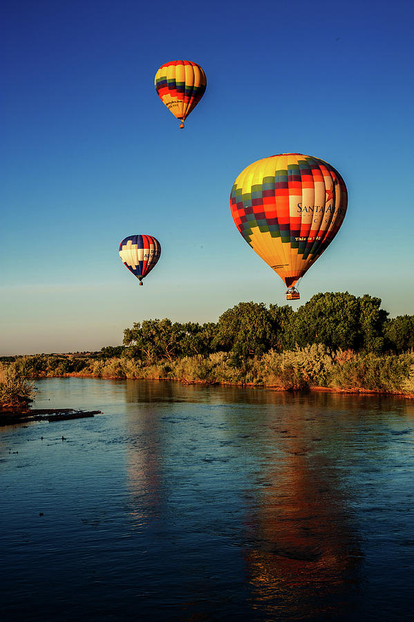Hot Air Balloons over the Rio Grande Photograph by James C Richardson