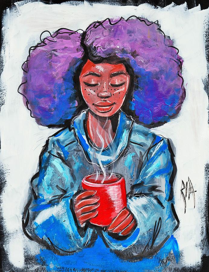 Coffee Painting - Hot Cocoa by Artist RiA