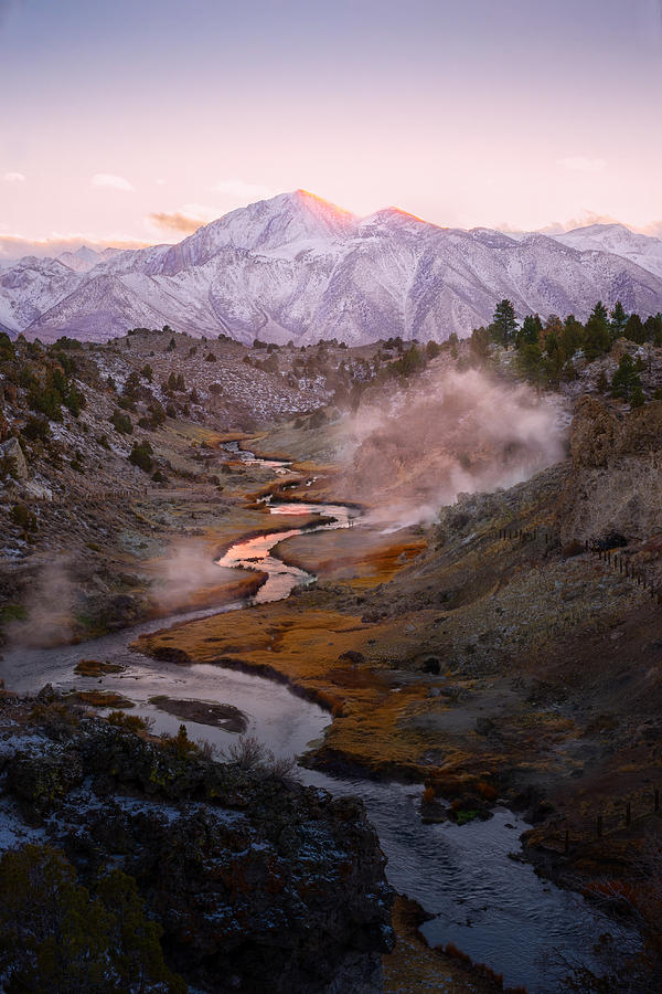 Hot Creek Sunset Photograph by Ti Wang - Fine Art America