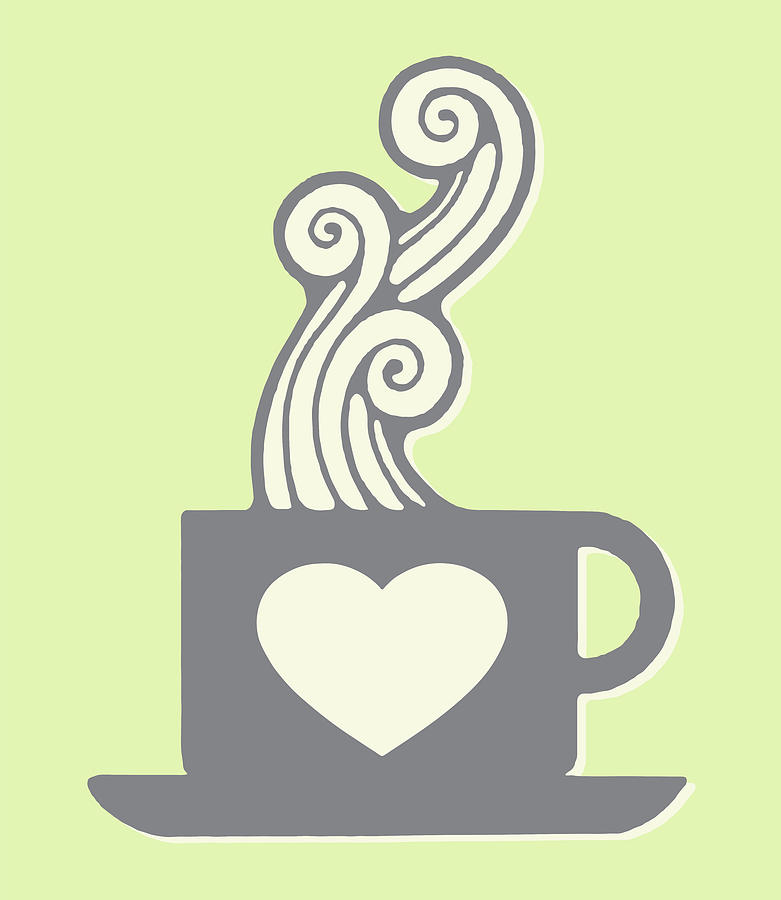 Coffee Drawing - Hot Cup of Heart by CSA Images