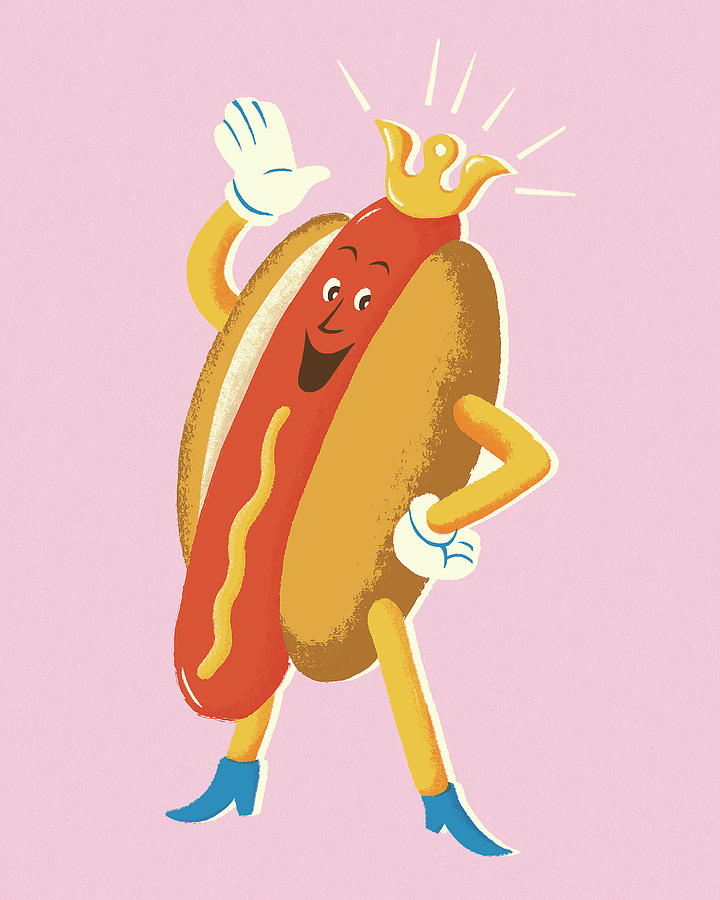 Vintage Drawing - Hot Dog King by CSA Images