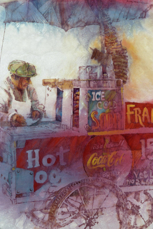 Hot Dog Vendor Painting - Hot Dog Vendor by Denton Lund
