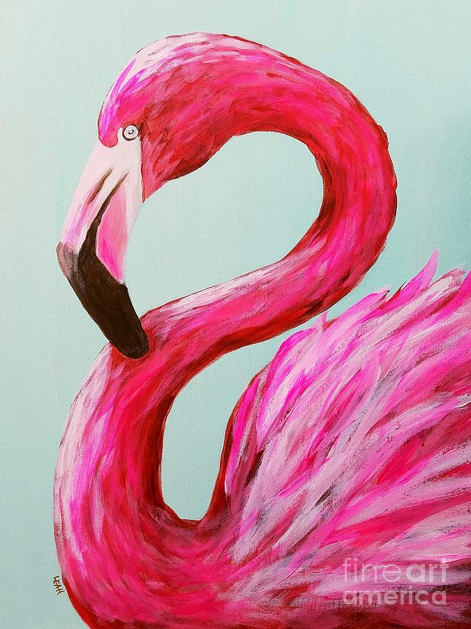 pink flamingo painting abstract