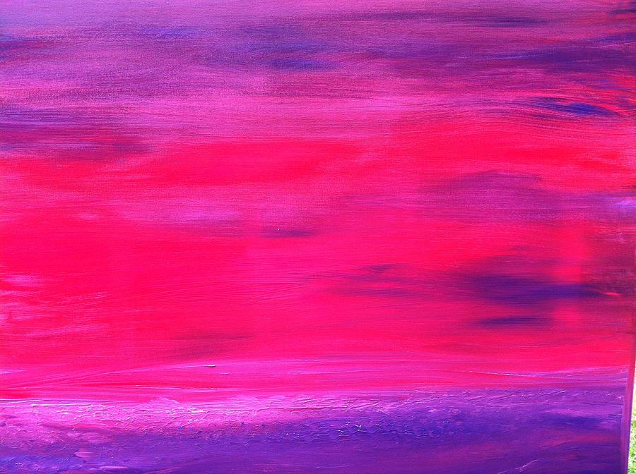 Hot Pink Sunset Painting By Elouise Coburn