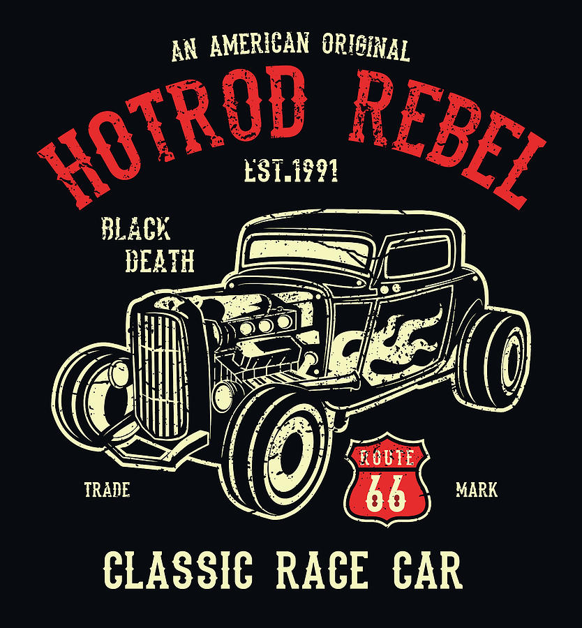 Vintage Digital Art - Hot rod rebel by Long Shot