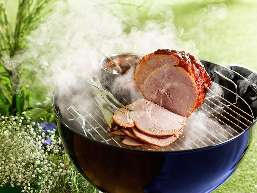 Hot Smoked Ham On A Grill Photograph by Huw Jones