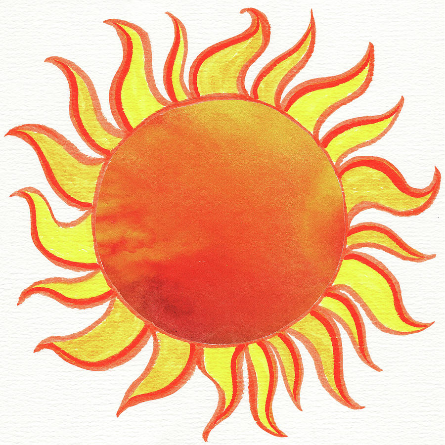 Hot Watercolor Sun Painting by Irina Sztukowski