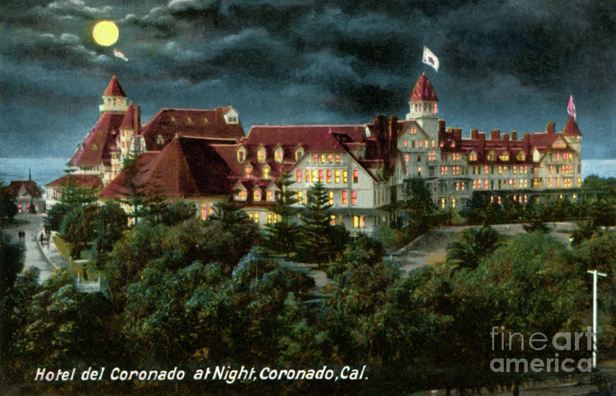 Hotel del Coronado At Night Photograph by Sad Hill - Bizarre Los Angeles Archive