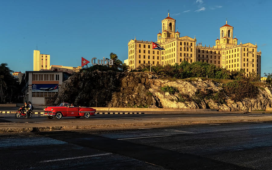 Hotel Nacional And Red Car Photograph by Tom Singleton