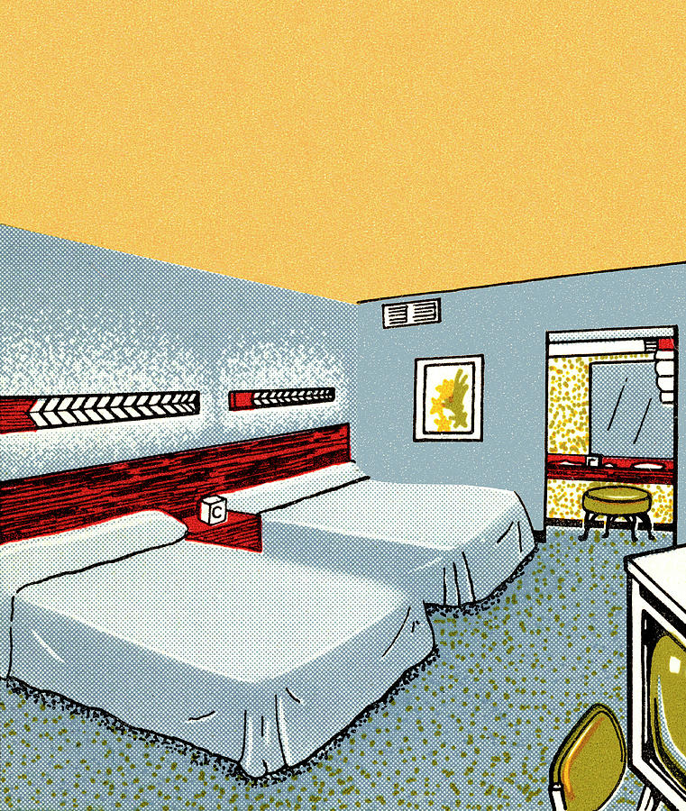Vintage Drawing - Hotel Room by CSA Images