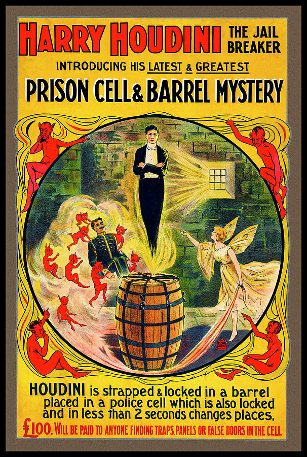 Houdini 1906 Poster Retored Reproduction by Phil Cardamone Houdini 1906 Poster Retored Reproduction by Phil Cardamone
