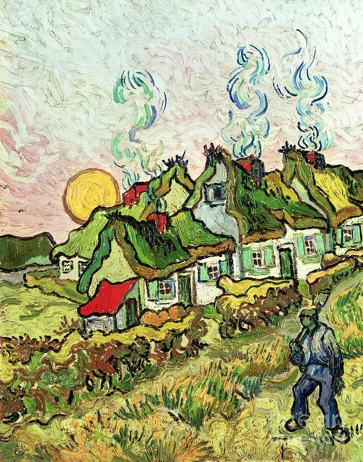 House and Figure, 1890 Painting by Vincent Van Gogh Pixels